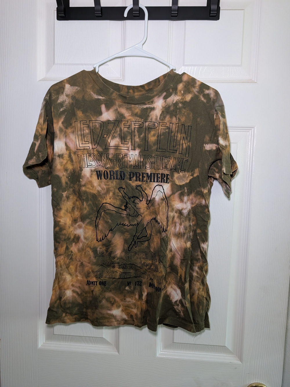 LED ZEPPELIN Tie-Dye Graphic Concert T‑Shirt — Green/Brown
